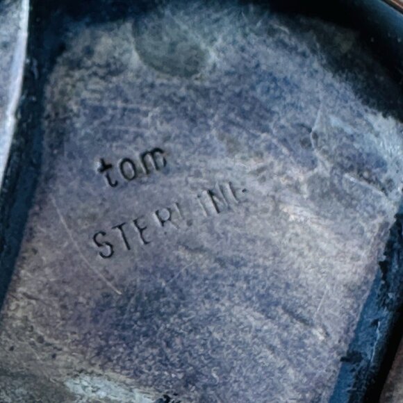 Vintage Navajo Stamped Tom Sterling Silver 9 Turquoise Cabs Cuff Bracelet Deco‎ - Picture 11 of 12